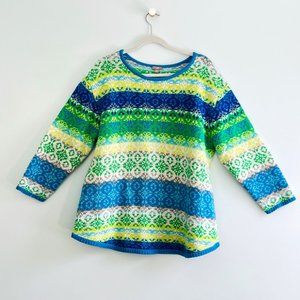 J JILL - Wool Angora Fair Isle Nordic Sweater - Spring Blue/Green/Yellow - 2X